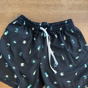 Chubbies Black Swim Shorts with Tropical Print